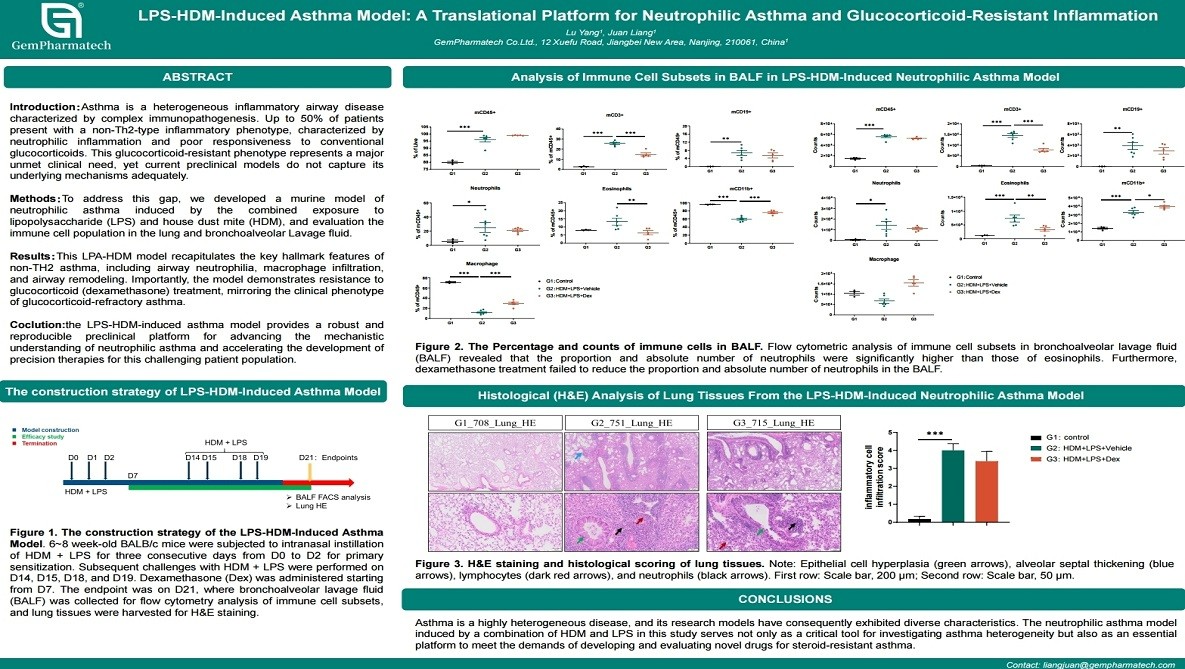 LPS-HDM-Induced Asthma Model: A Translational Platform for Neutrophilic Asthma and Glucocorticoid-Resistant Inflammation